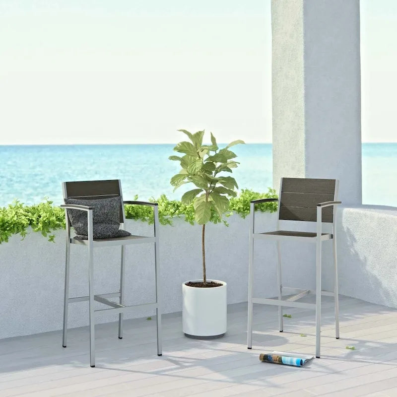 Shore Aluminum Outdoor Bar Stool (Set of 2)