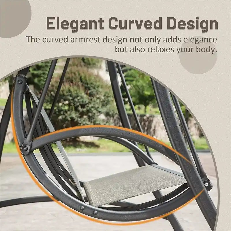 3-Seat Patio Swing Chair with Adjustable Canopy and Durable Steel Frame