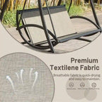 3-Seat Patio Swing Chair with Adjustable Canopy and Durable Steel Frame