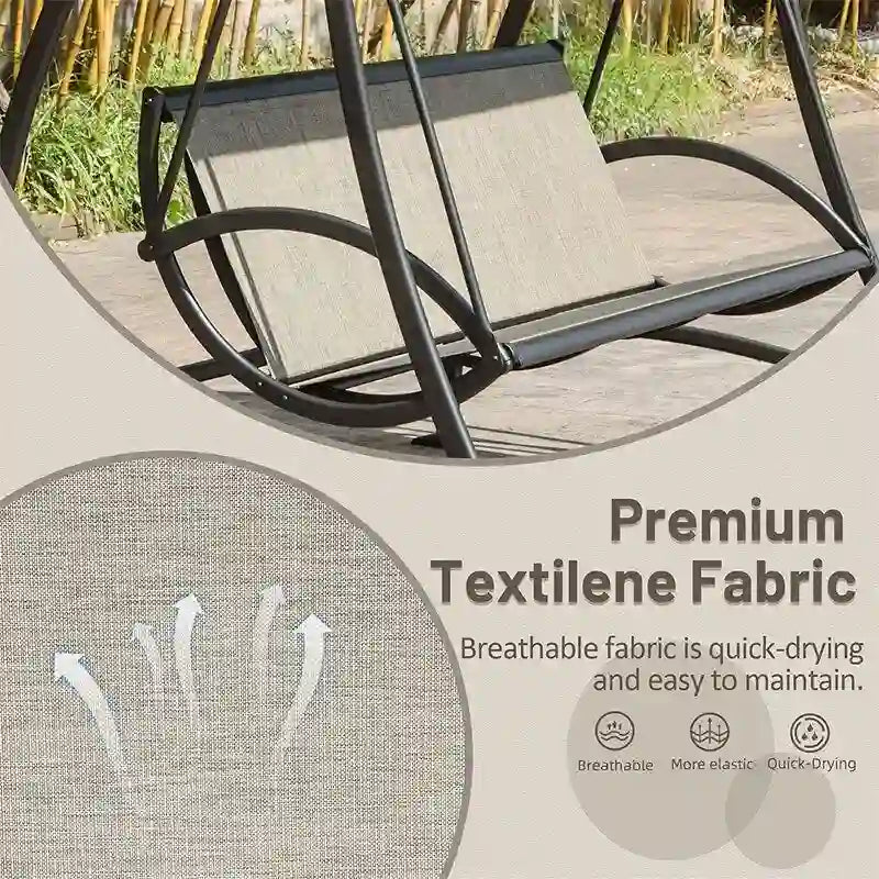 3-Seat Patio Swing Chair with Adjustable Canopy and Durable Steel Frame