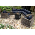 LSI 6 Person Seating Group With Sunbrella Cushions And Metal Firepit