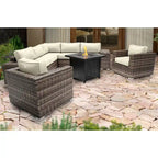 LSI 6 Person Seating Group With Sunbrella Cushions And Metal Firepit