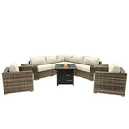 LSI 6 Person Seating Group With Sunbrella Cushions And Metal Firepit