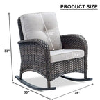 Patio Rattan Rocker Chair with High Back - Brown