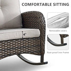 Patio Rattan Rocker Chair with High Back - Brown