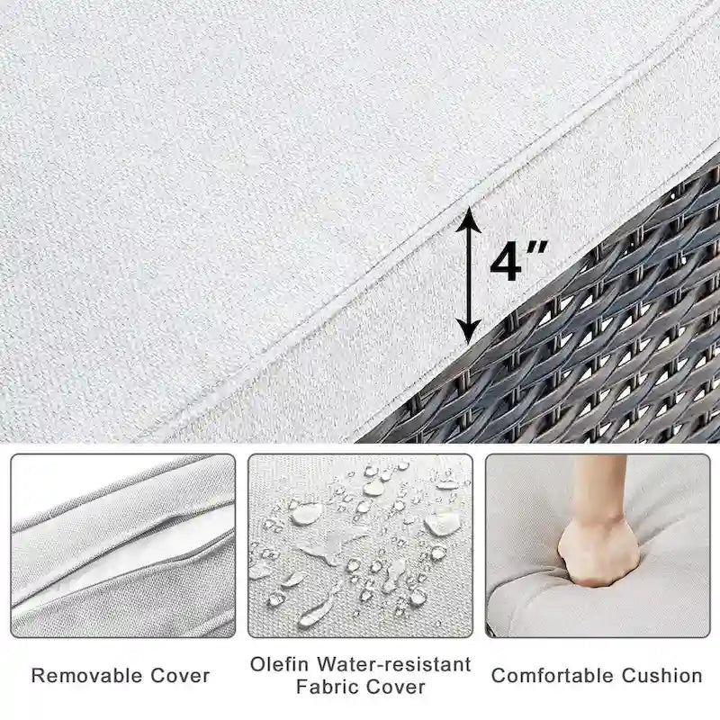 Patio Rattan Rocker Chair with High Back - Brown