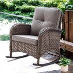 Outdoor Rocker Chairs with Thick Cushions - Brown