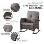 Outdoor Rocker Chairs with Thick Cushions - Brown