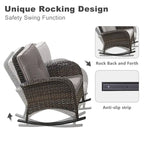 Outdoor Rocker Chairs with Thick Cushions - Brown