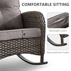 Outdoor Rocker Chairs with Thick Cushions - Brown