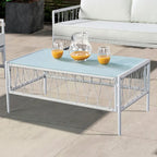 Furniture of America Plato 4-Piece Patio Modern White Wicker Conversation Set