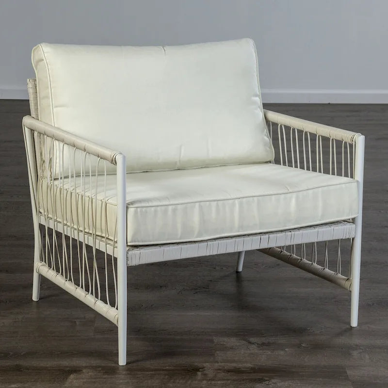 Furniture of America Plato 4-Piece Patio Modern White Wicker Conversation Set