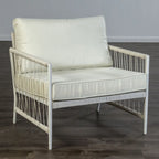 Furniture of America Plato 4-Piece Patio Modern White Wicker Conversation Set