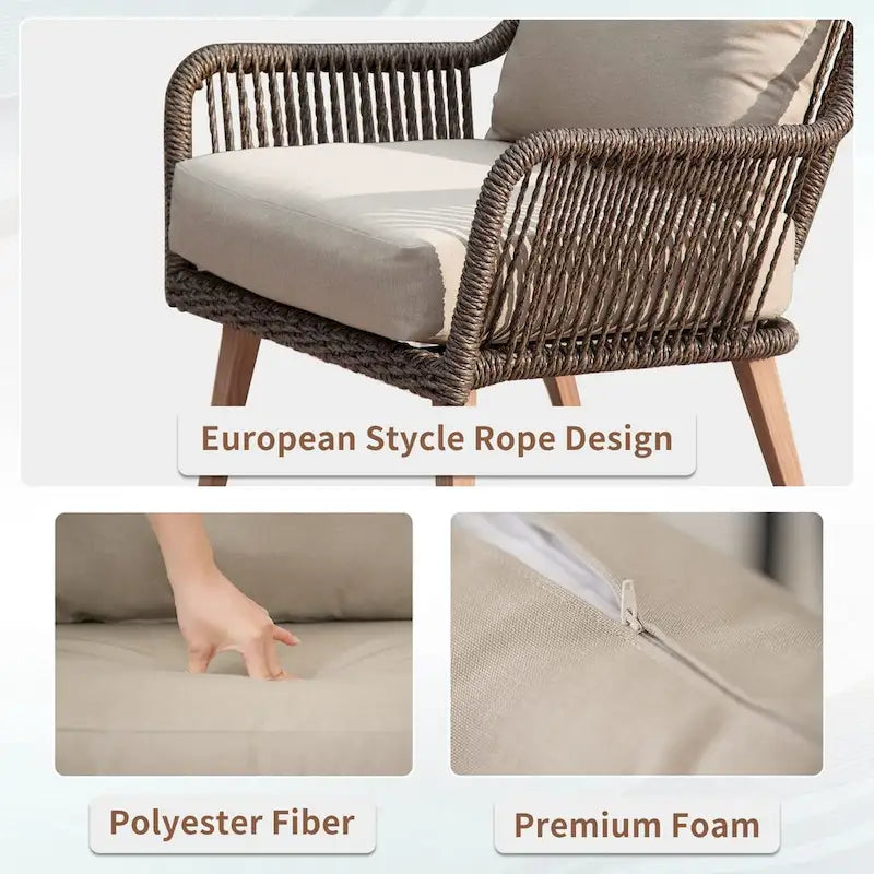 Patio Conversation Sets 4-Pieces, Handwoven Rattan Wicker Aluminum Frame Outdoor Patio Set - 54.72 * 31.69 * 22.83