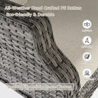 Cozywor 6-Piece Outdoor Patio Rattan Wicker Chairs with Side Table and Two Ottomans for Backyard Porch Deck, Metal Rocking Frame