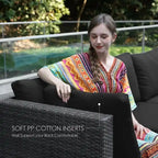 FINCATI Outdoor Wicker Furniture Set Patio Sectional Sofa with Table