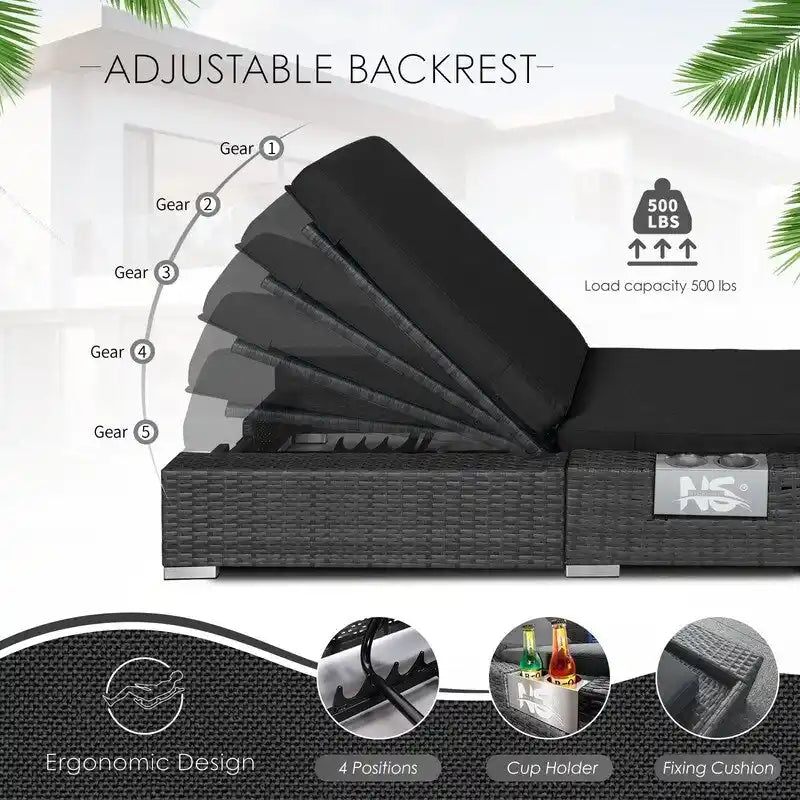 FINCATI Outdoor Wicker Furniture Set Patio Sectional Sofa with Table