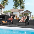 FINCATI Outdoor Wicker Furniture Set Patio Sectional Sofa with Table