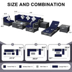 FINCATI Outdoor Wicker Furniture Set Patio Sectional Sofa with Table