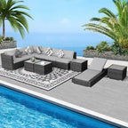 FINCATI Outdoor Wicker Furniture Set Patio Sectional Sofa with Table