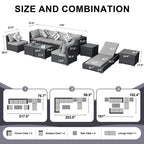 FINCATI Outdoor Wicker Furniture Set Patio Sectional Sofa with Table