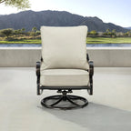 Pair of Black Aluminum Deep Seating Swivel Rocker Club Chairs with Cushions