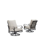 Pair of Black Aluminum Deep Seating Swivel Rocker Club Chairs with Cushions