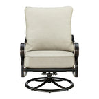 Pair of Black Aluminum Deep Seating Swivel Rocker Club Chairs with Cushions