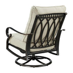 Pair of Black Aluminum Deep Seating Swivel Rocker Club Chairs with Cushions